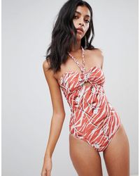 AllSaints – Katoi – Badeanzug - Rot