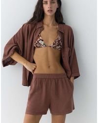 Pull&Bear - Short Van Linnenmix - Lyst