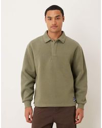 ASOS - Relaxed Polo Sweatshirt With Woven Label Badge - Lyst