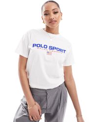 Polo Ralph Lauren - Camiseta blanca con logo en el pecho sport capsule - Lyst