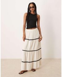 Vila - Gonna Lunga Color Panna - Lyst