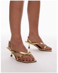 TOPSHOP - Wide Fit Issy Toe Post Strappy Heeled Sandals - Lyst
