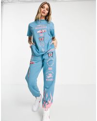Missguided – e Oversize-Jogginghose mit Schmetterlings-Grafik, Kombiteil - Blau
