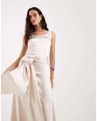4th & Reckless - Satin Drape Waist Detail Scoop Neck Maxi Dress - Lyst