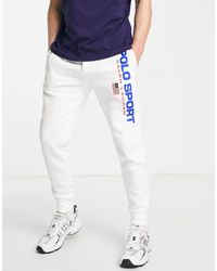 Polo Ralph Lauren - Sport capsule - joggers bianchi con fondo elasticizzato e logo sulla gamba - Lyst