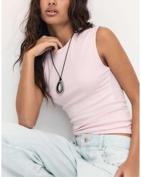 Stradivarius - – ärmelloses basic-t-shirt - Lyst