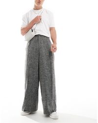 ASOS - Pantalon ultra large habillé en tissu texturé - et blanc - Lyst
