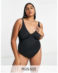 We Are We Wear - Plus Underwired Control Swimsuit With Mesh Insert - Lyst