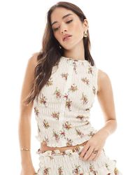 ASOS - Cami Met Gesmokt Lijfje En Knoopsluiting - Lyst