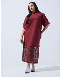 Yours Clothing - Lace Hem Cotton Maxi Dress - Lyst