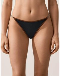 Oysho - Contrast Braid Medium-coverage Bikini Briefs - Lyst