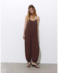 Pull&Bear - Flowing Strappy Sarouel Jumpsuit - Lyst