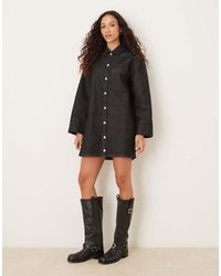 ASOS - Denim Mini Long Sleeve Shirt Dress - Lyst