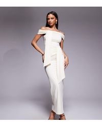The Frolic - Exclusive Slinky Bardot Drape Detail Maxi Dress - Lyst
