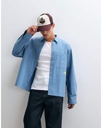 ASOS - Oversized Poplin Shirt With Chest Embroidery - Lyst