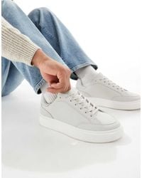 ASOS - Sneakers Stringate Grigie Con Suola Bianca - Lyst