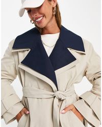 ASOS Double Layer Trench Coat - Blue