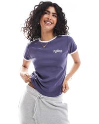 Cotton On - Camiseta Holgada Con Detalle De Raya En Las Mangas Y Estampado "Portland" De Cotton On-Azul Marino - Lyst