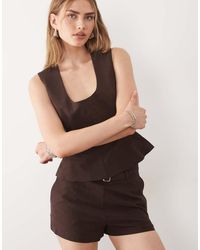 ASOS - Linen Look Micro Shorts With Belt - Lyst