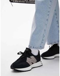 New Balance - Zapatillas De Deporte Negras Con Estampado De Leopardo 327 De - Lyst
