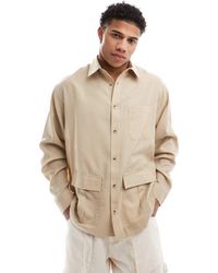 ASOS - Oversized Overhemd Met Vierkante Kraag En Cargozakken - Lyst
