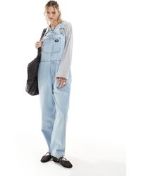 Dr. Denim - Dr. denim - lydia - salopette di jeans vestibilità comoda a fondo ampio lavaggio chiaro invecchiato - Lyst