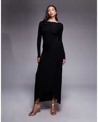 ASOS - Backless Long Sleeve Maxi Dress With Ruched Waist Detail - Lyst