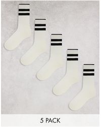 ASOS - 5-pack Socks With Triple Stripe - Lyst