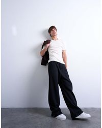 TOPMAN - Joggers Negros Holgados De Tejido Grueso De - Lyst