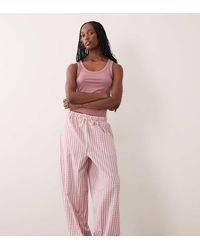 ASOS - Asos Design Tall Textured Pyjama Trouser With Lace Waistband Trim - Lyst