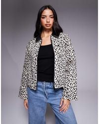 Barbour - Chaqueta Con Estampado De Leopardo, Cremallera Y Solapas De Pana En Contraste De - Lyst