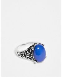 Reclaimed (vintage) - Unisex Ring With Faux Blue Stone - Lyst