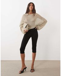 Lioness - Bloom Cotton Blend Sheer Metallic Long Sleeve Crew Neck Boxy Knit Top - Lyst