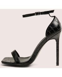 Public Desire - Chaos Black Croc Square Toe Strappy Barely There Stiletto Heels - Lyst