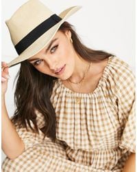 ASOS - Straw Fedora Hat With Black Band - Lyst