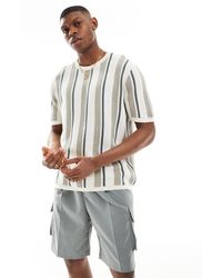 Bershka - Knit Striped T-shirt - Lyst
