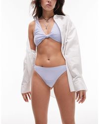 TOPSHOP - Mix and match - slip bikini blu e bianchi a righe testurizzati - Lyst