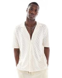 Bershka - Sqaure Knitted Textured Shirt - Lyst