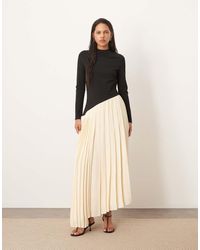 ARRANGE - Vestito Lungo Sagomato Con Gonna A Pieghe E Tessuto A Contrasto - Lyst