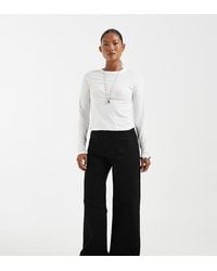 ASOS - Asos Design Petite High Rise Wide Leg Jeans With Front Pockets - Lyst