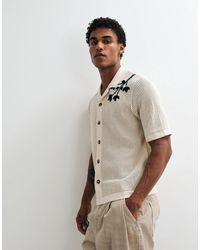 Only & Sons - Chemise en maille ajourée à détails brodés - crème - Lyst