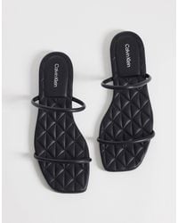 Calvin Klein - Jeans Quilted Leather Square Toe Flat Sandal - Lyst