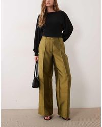 Vila - Wide Leg Seam Detail Satin Trousers - Lyst