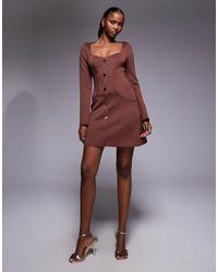 ASOS - Tailored Long Sleeve Mini Dress With Gold Detail Buttons - Lyst