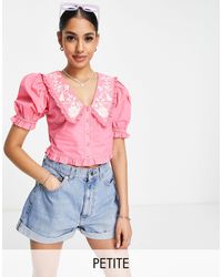 Pink chiffon blouse Damen Kleidung Tops & T-Shirts Blusen Miss Selfridge Petite Blusen size 6 petite 