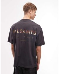 AllSaints - Camiseta Negro Lavado Con Logo Con Estampado De Vaca En La Espalda Underground De - Lyst