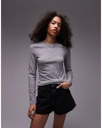 TOPSHOP - Marled Crew Neck Long Sleeve Top - Lyst