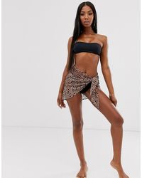 ASOS Strandsarong Van Burn-out Jersey Met Luipaardprint - Meerkleurig