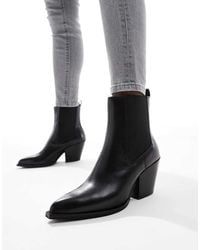 OFF THE HOOK - Botines Negros De Estilo Wéstern De Cuero Marlow De - Lyst
