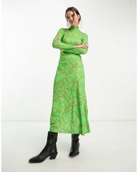 Mango - Long Sleeve Chain Print Midi Dress - Lyst
